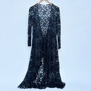 Samsoe Samsoe Black Lace Witchy Duster Dress Dark Fairy Black Cover Up Small